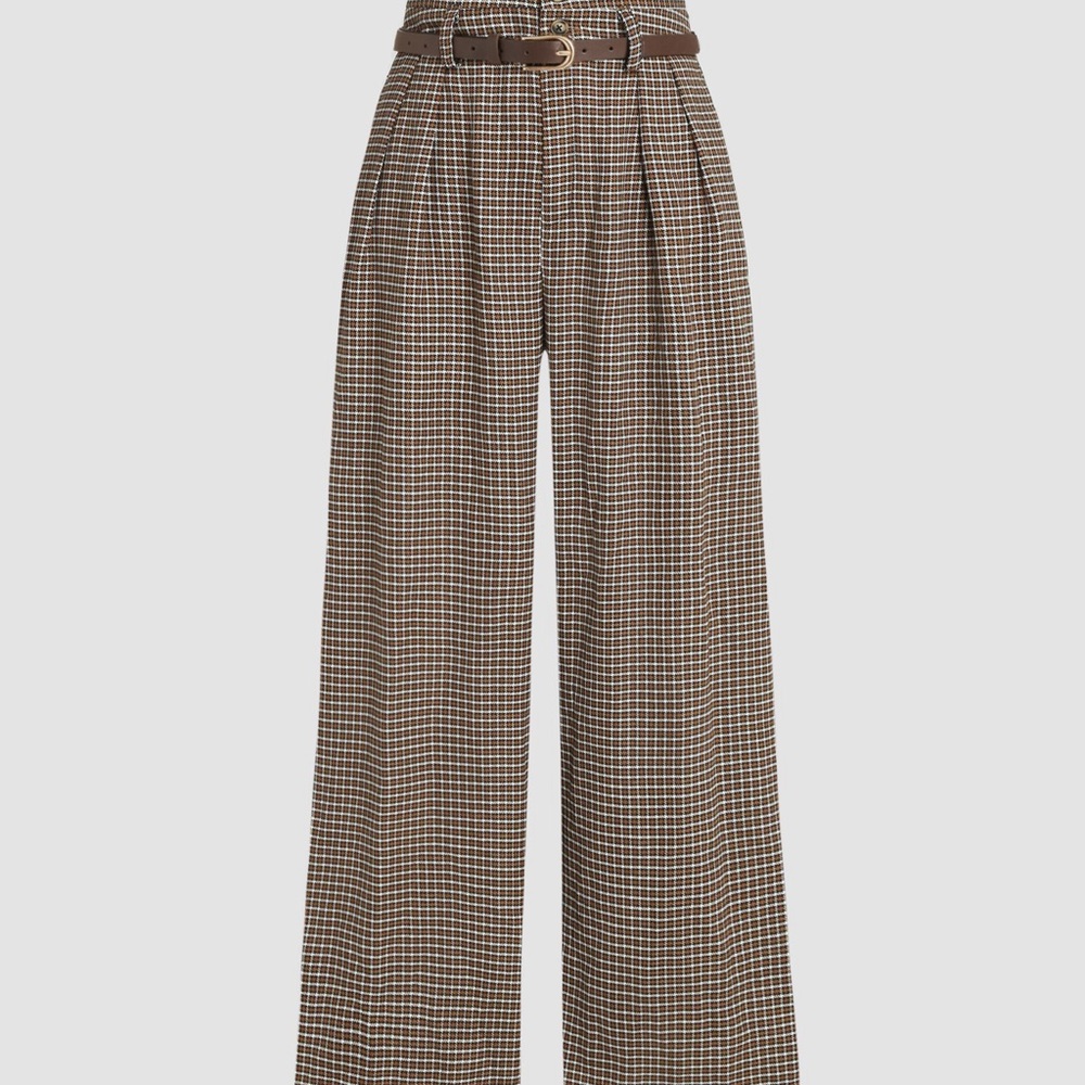 Cider Brown Houndstooth mid-waist trousers size 2XL